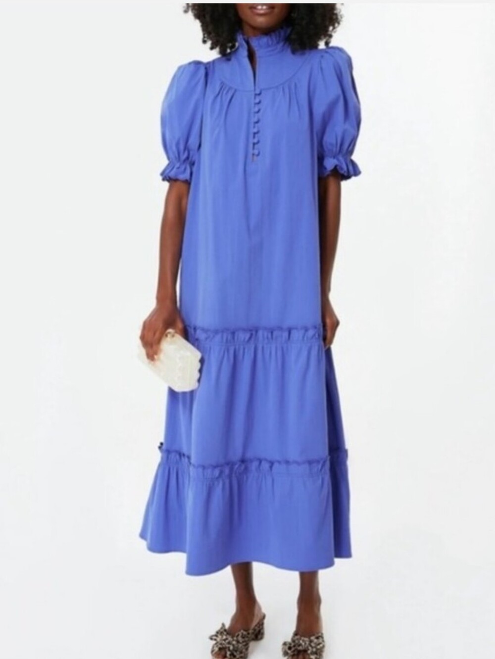 Tuckernuck Pomander Place Blue Selena Midi Dress Tiered Ruffle Cottagecore Sz S